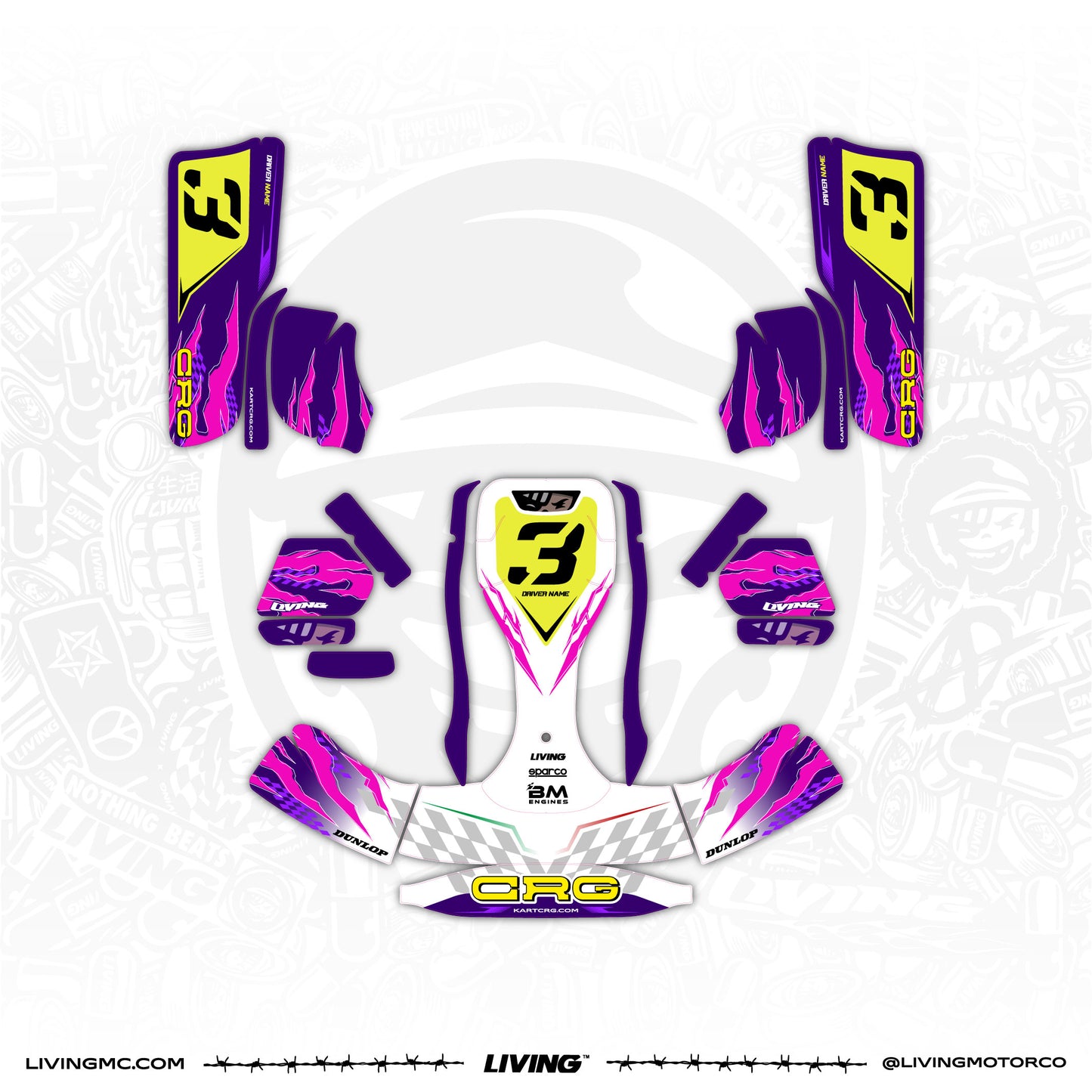CRG NA3 Kart Graphics Kit "No Mercy Pink"