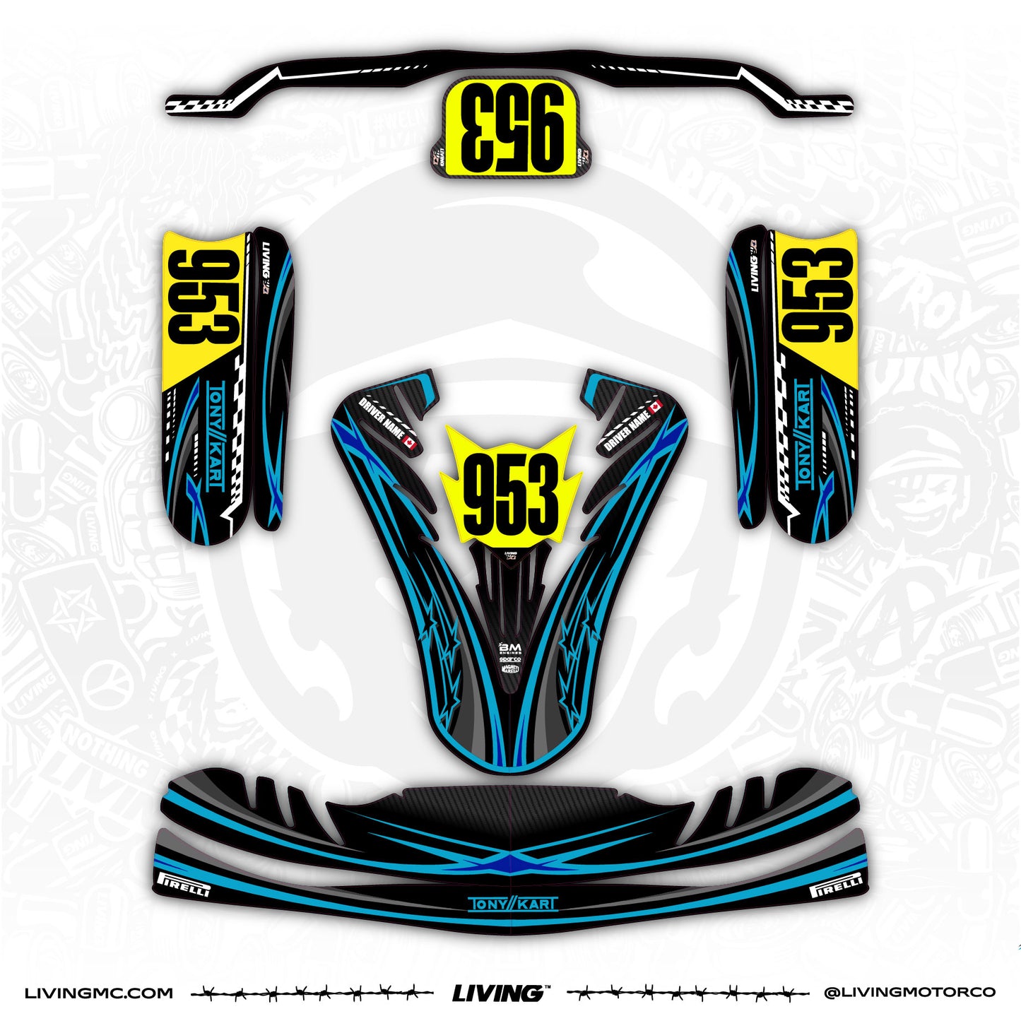 Tony Kart Kart Graphics Kit "Starship Blue"