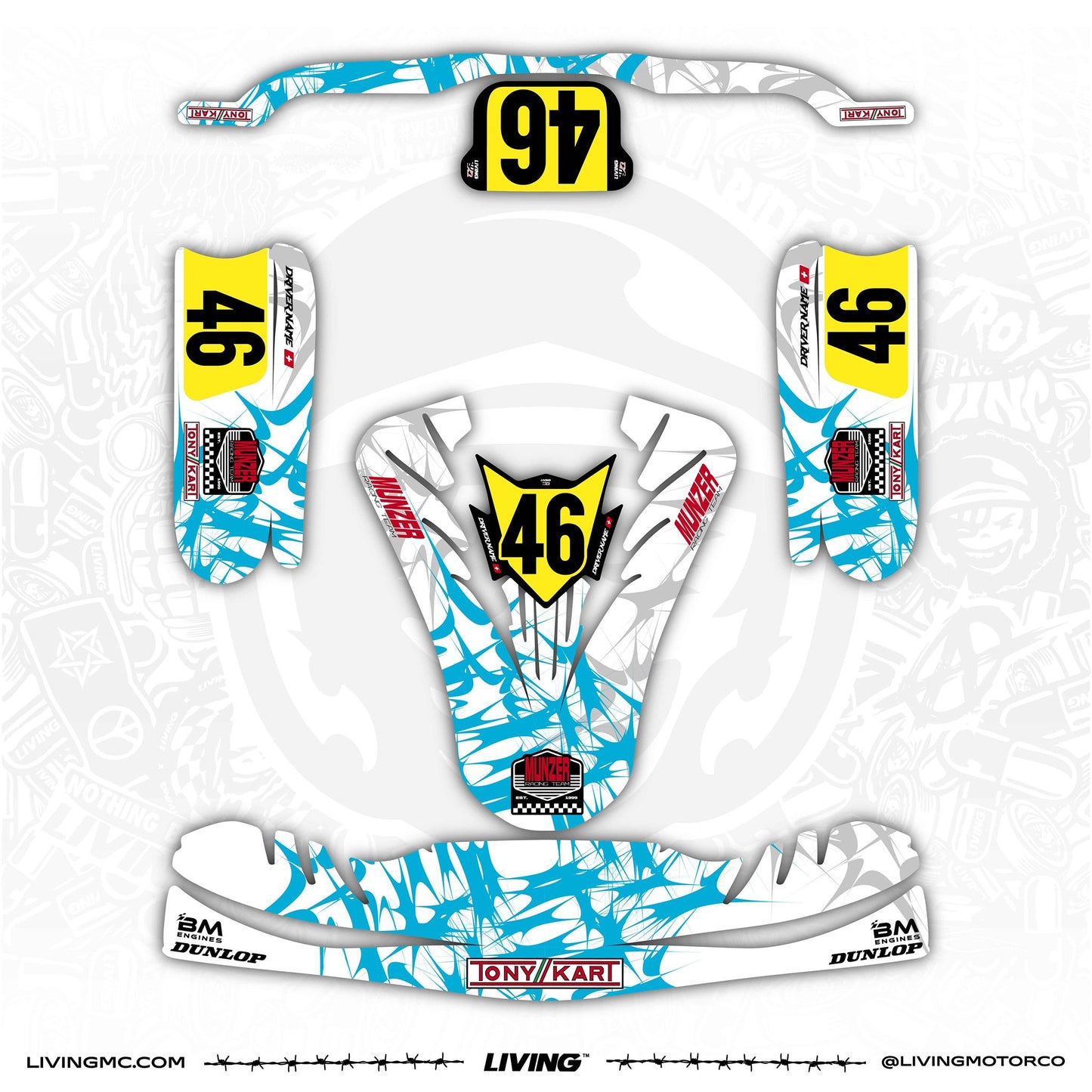 Tony Kart Kart Graphics Kit "Hardcore Blue"