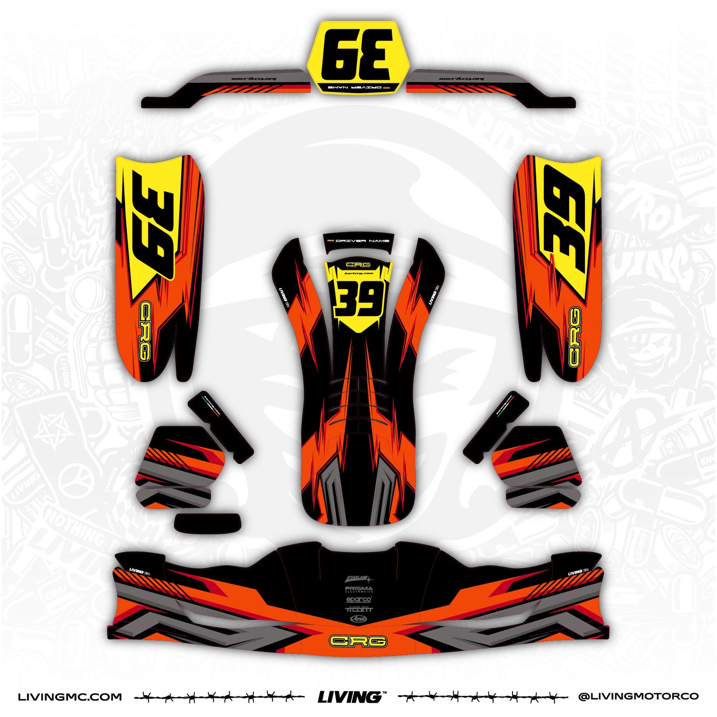 CRG Kart Graphics Kit "Pryzm Orange"