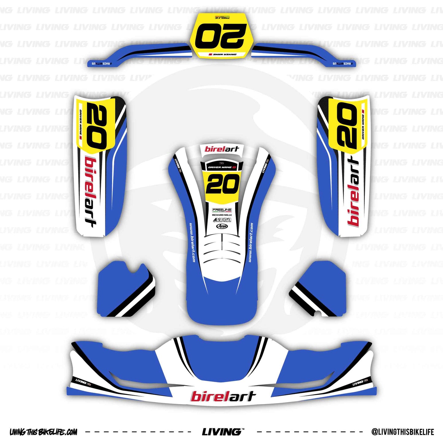 Birel ART Kart Graphics Kit "Factory Racing Blue"