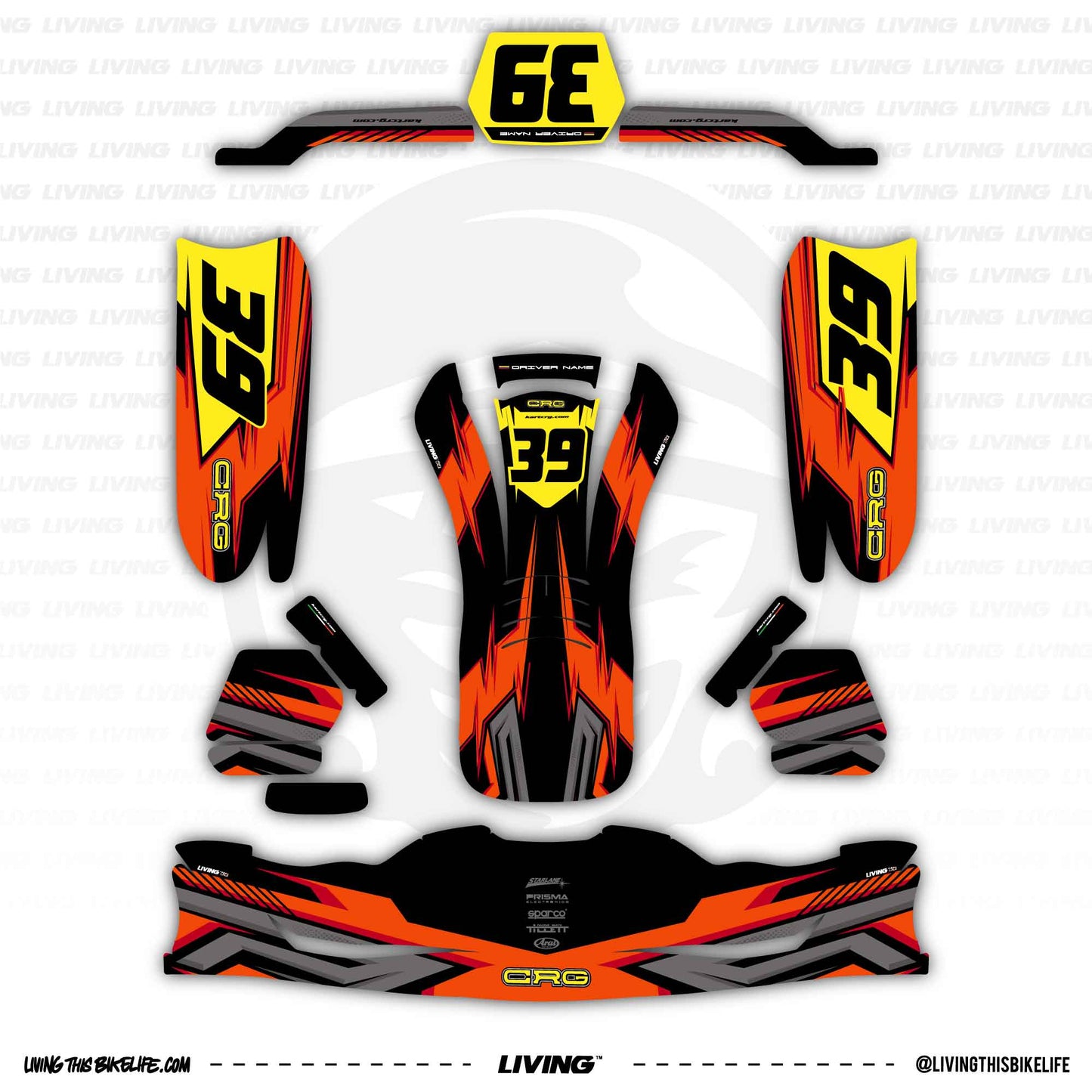 CRG Kart Graphics Kit "Pryzm Orange"