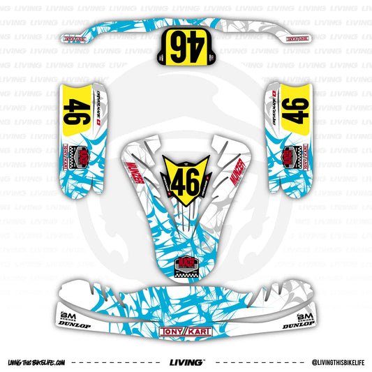 Tony Kart Kart Graphics Kit "Hardcore Blue"