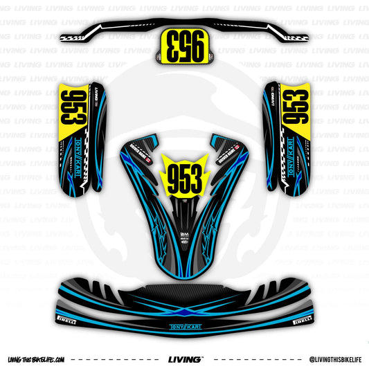 Tony Kart Kart Graphics Kit "Starship Blue"