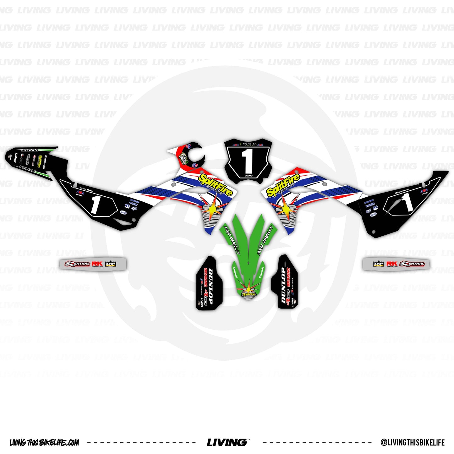 Kawasaki Graphics Kit "Split Fire"