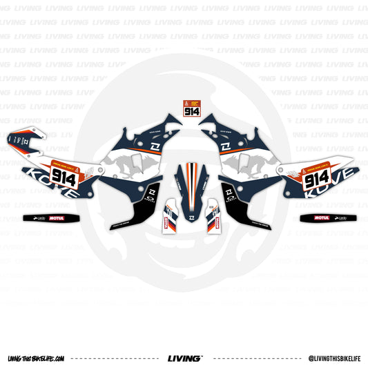 Kove 450 Rally Graphics Kit "Wild Wolf Blue"