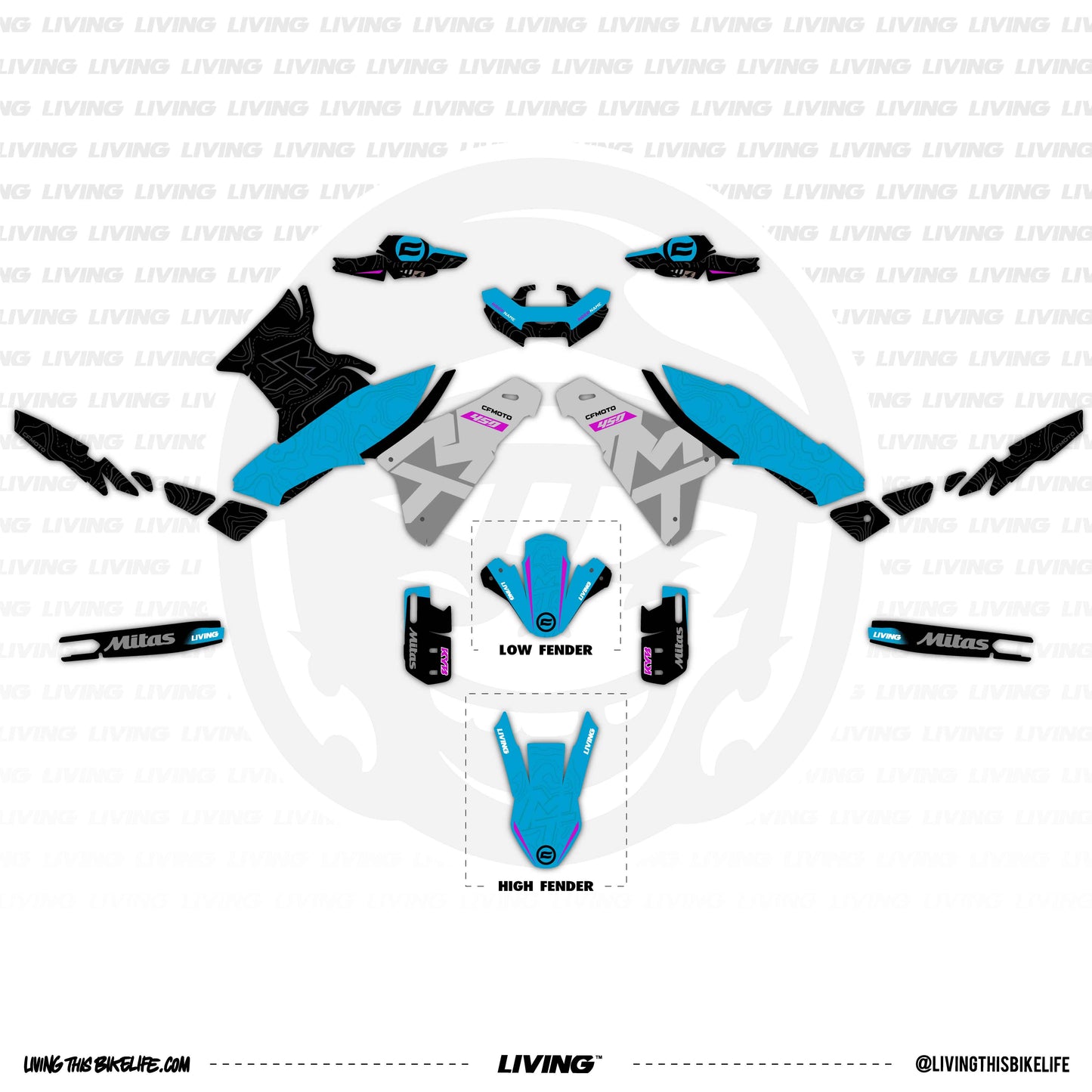 CFMOTO 450MT Graphics Kit "Terrain X Blue"