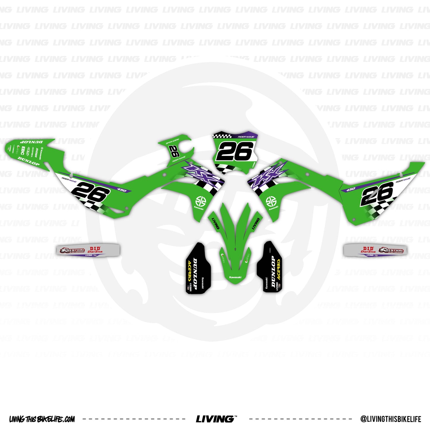 Kawasaki Graphics Kit "Checkered Flag"