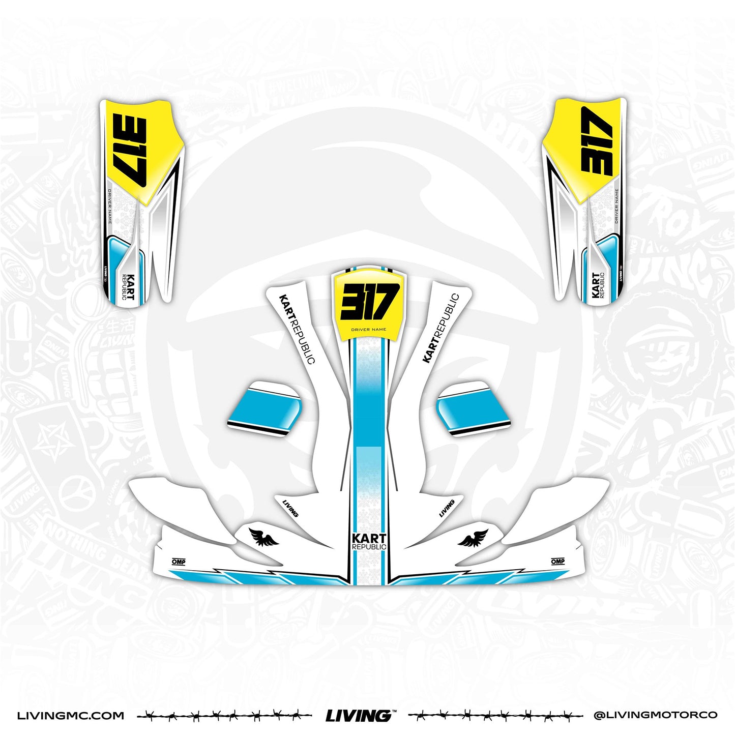 Kart Republic Graphics Kit "Blue Stripe"