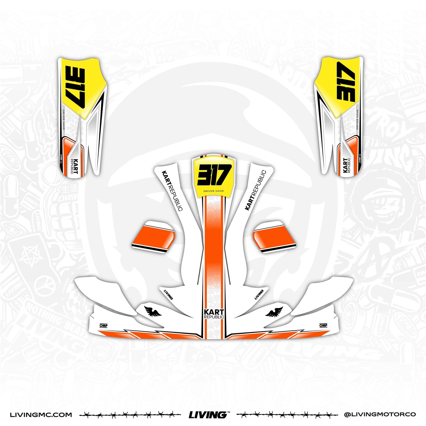 Kart Republic Graphics Kit "Orange Stripe"