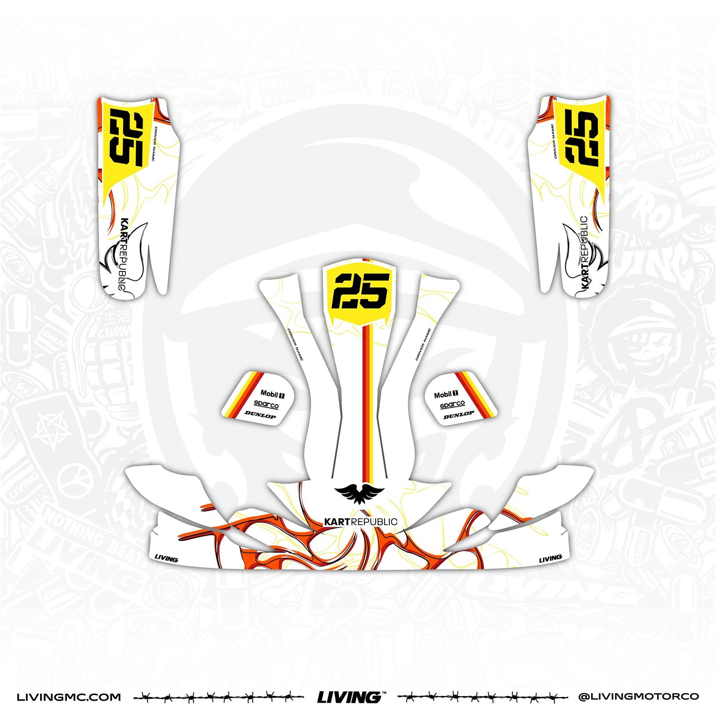 Kart Republic Graphics Kit "White Flame"