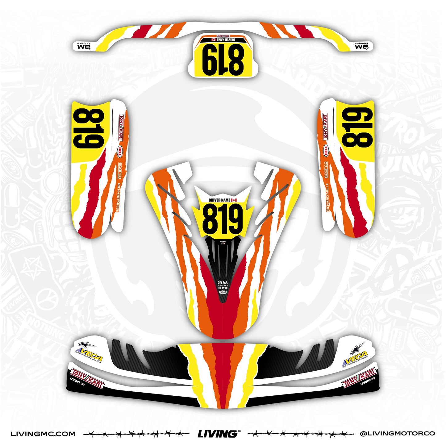 Tony Kart Kart Graphics Kit "Mullet Orange"