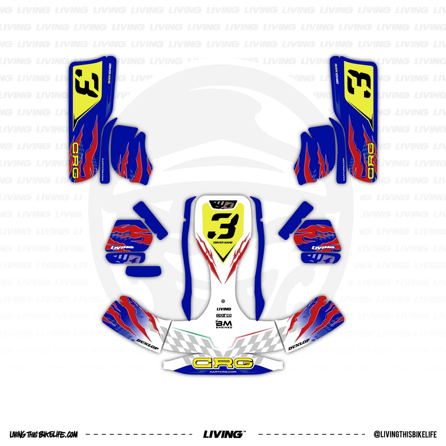 CRG NA3 Kart Graphics Kit "No Mercy Red Blue"