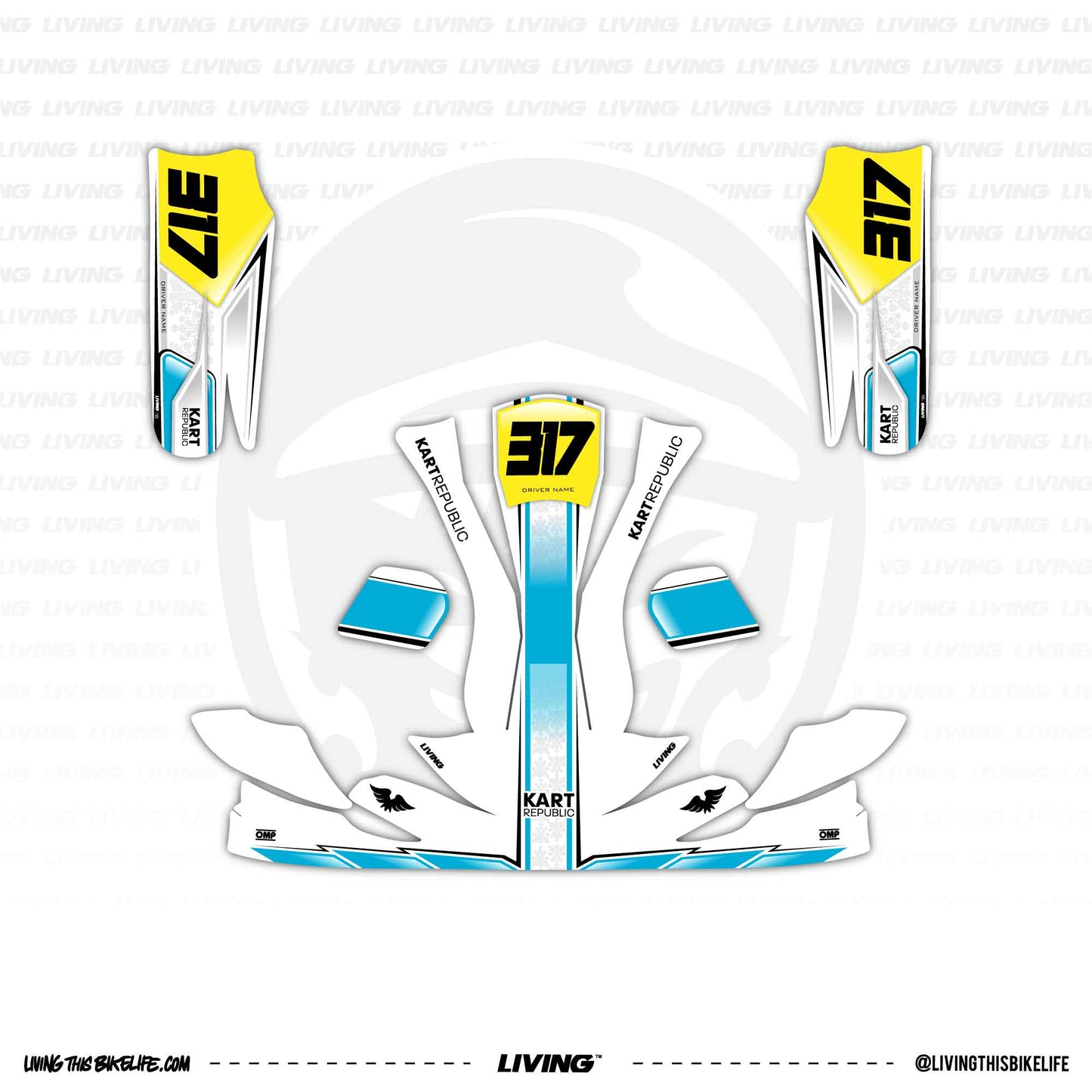 Kart Republic Graphics Kit "Blue Stripe"