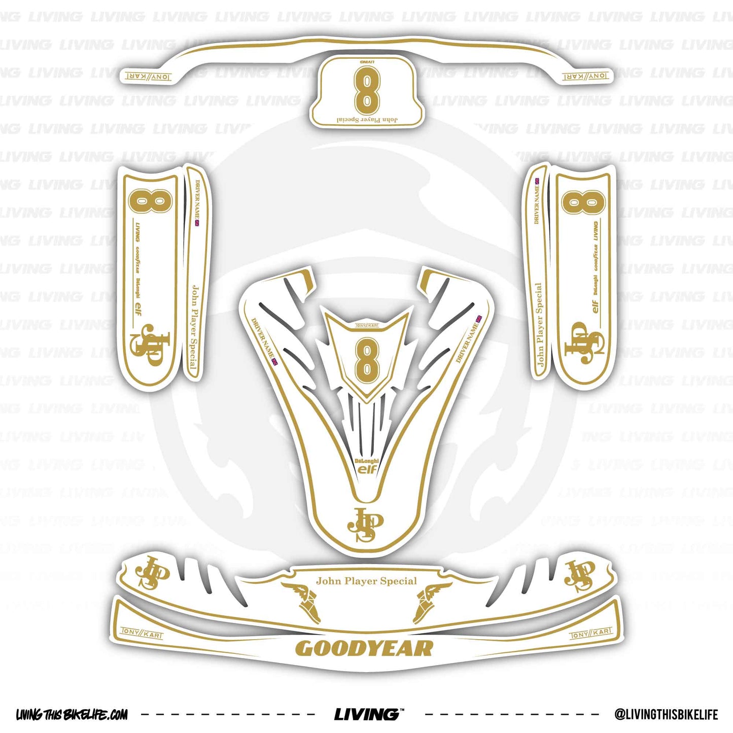Tony Kart Kart Graphics Kit "John Player Special White"