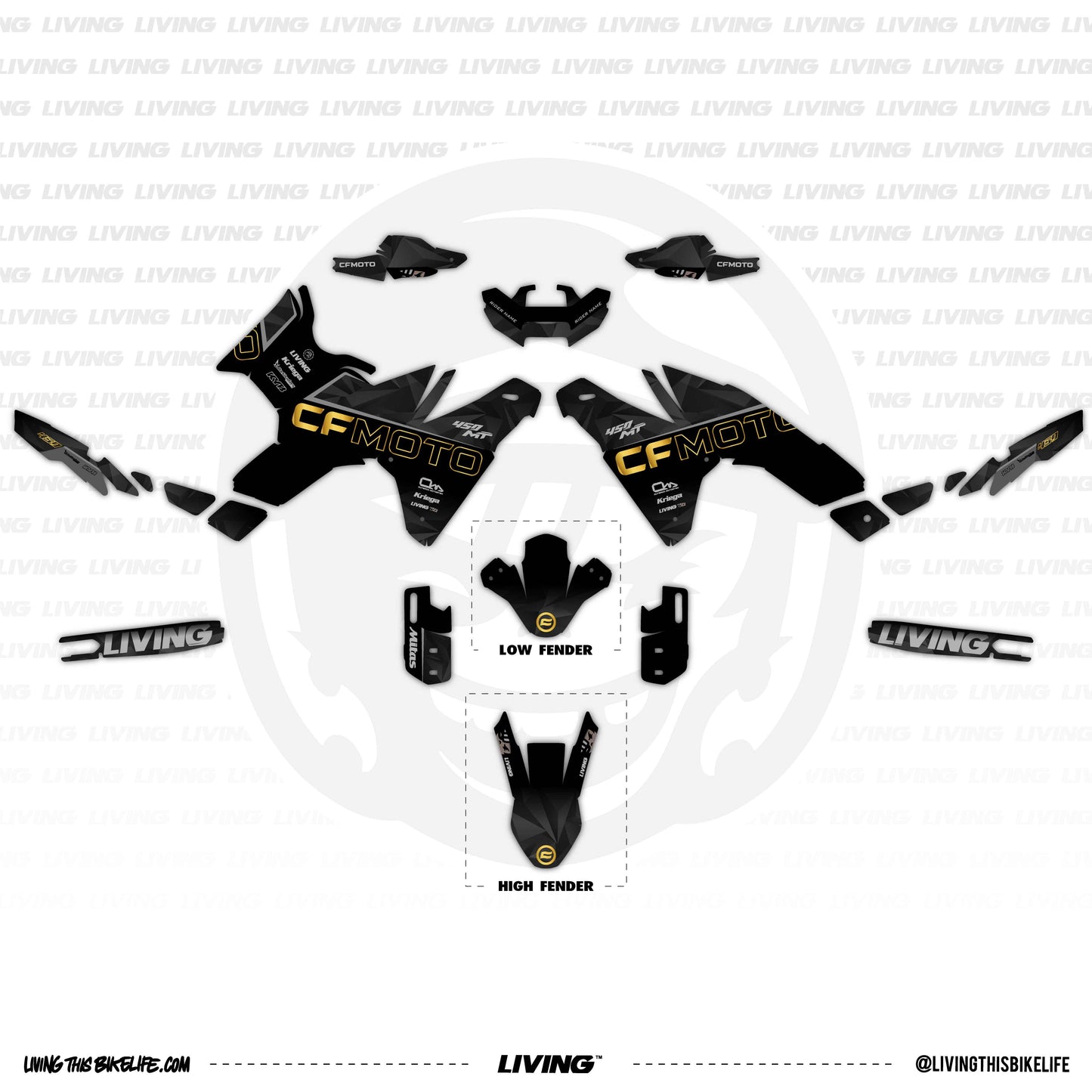 Kit graphique CFMOTO 450MT « Noir et or »